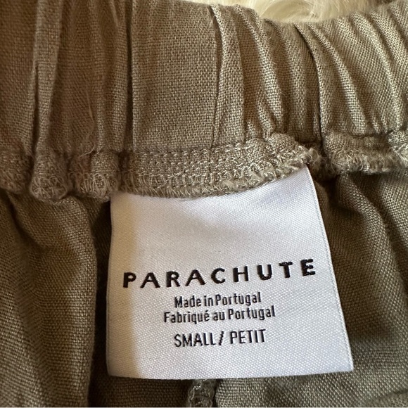 Parachute 100% Linen Drawstring Pants Small Petite Green - Picture 3 of 6